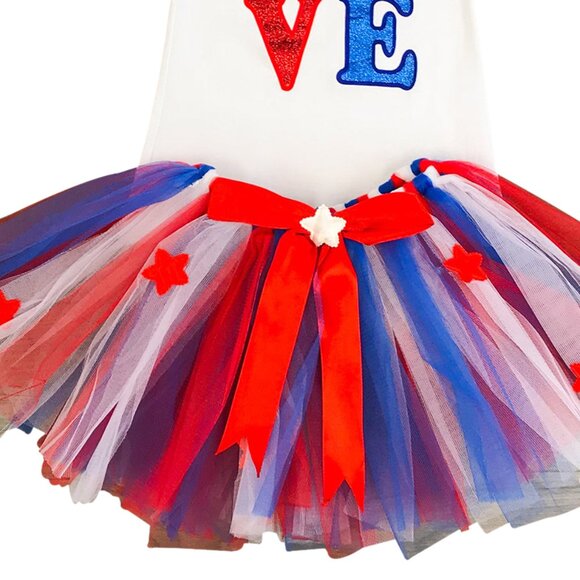 Toddler Girls Unicorn American 4th of July Fireworks Outfit Clothing Set 2PCS - Picture 4 of 5